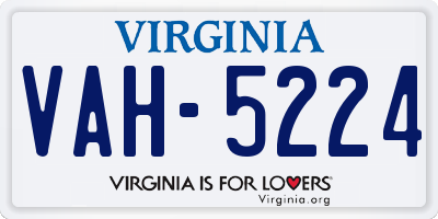 VA license plate VAH5224