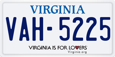 VA license plate VAH5225