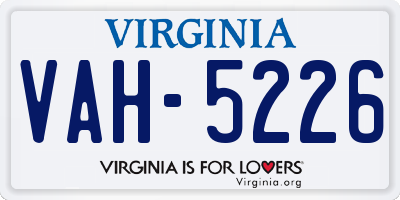 VA license plate VAH5226