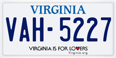 VA license plate VAH5227