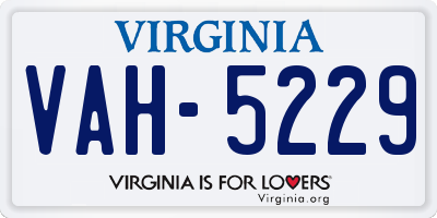 VA license plate VAH5229