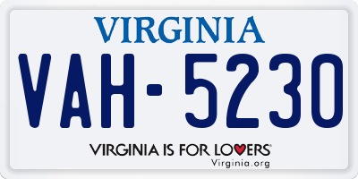 VA license plate VAH5230