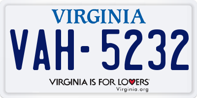 VA license plate VAH5232