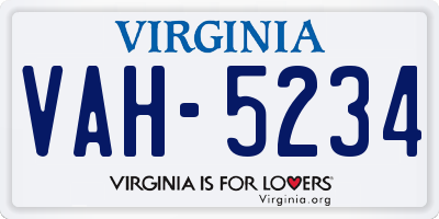 VA license plate VAH5234