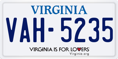 VA license plate VAH5235