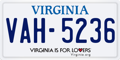 VA license plate VAH5236