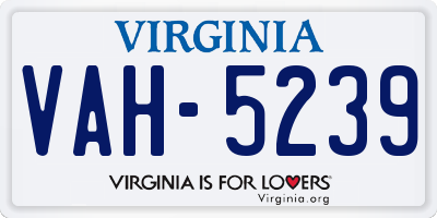 VA license plate VAH5239