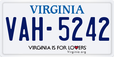 VA license plate VAH5242