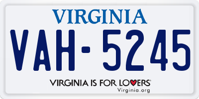 VA license plate VAH5245