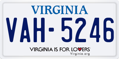 VA license plate VAH5246