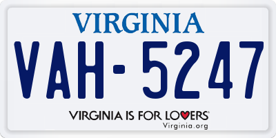 VA license plate VAH5247