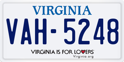 VA license plate VAH5248