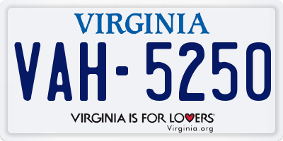 VA license plate VAH5250