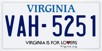 VA license plate VAH5251