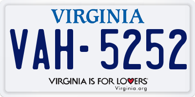 VA license plate VAH5252