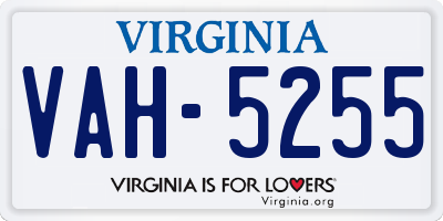 VA license plate VAH5255