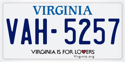 VA license plate VAH5257