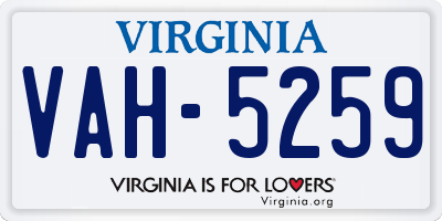 VA license plate VAH5259