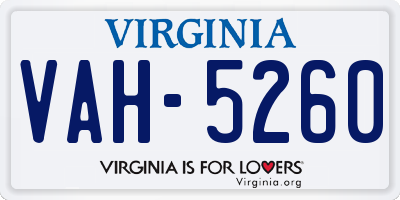VA license plate VAH5260