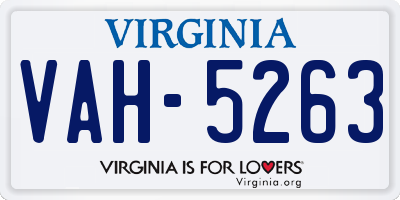 VA license plate VAH5263