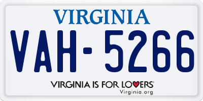VA license plate VAH5266