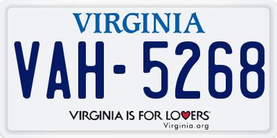 VA license plate VAH5268