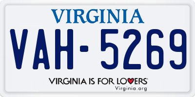 VA license plate VAH5269