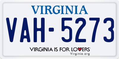 VA license plate VAH5273