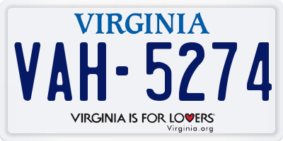 VA license plate VAH5274