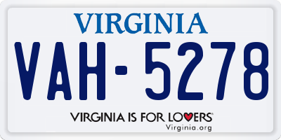 VA license plate VAH5278