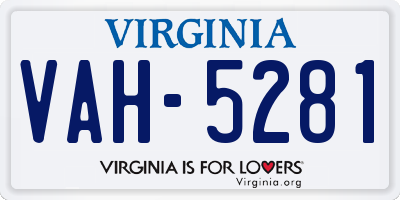 VA license plate VAH5281