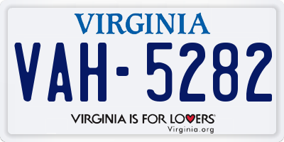 VA license plate VAH5282