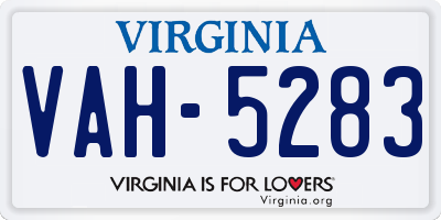 VA license plate VAH5283