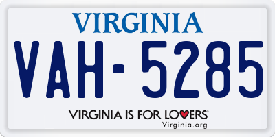 VA license plate VAH5285