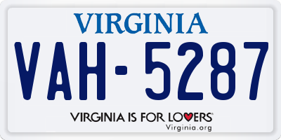 VA license plate VAH5287