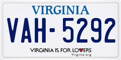 VA license plate VAH5292