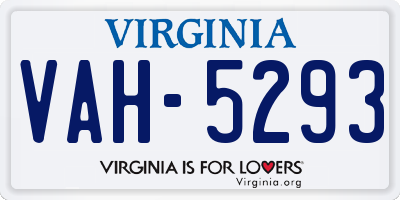 VA license plate VAH5293
