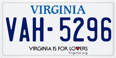 VA license plate VAH5296