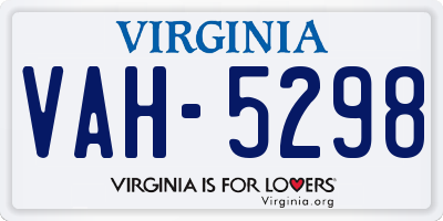 VA license plate VAH5298