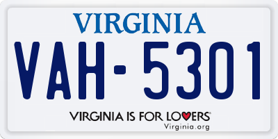 VA license plate VAH5301