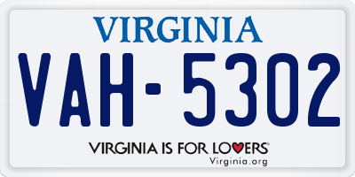 VA license plate VAH5302