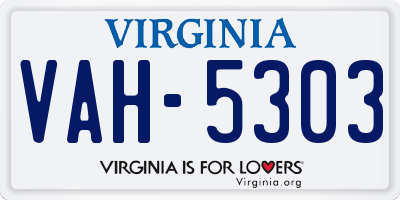 VA license plate VAH5303