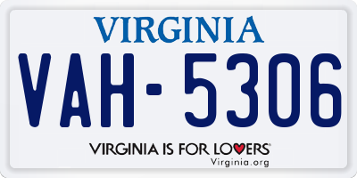 VA license plate VAH5306