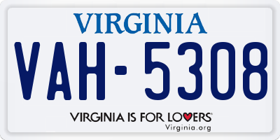 VA license plate VAH5308