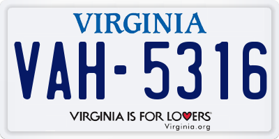 VA license plate VAH5316