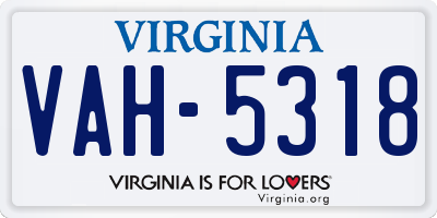 VA license plate VAH5318