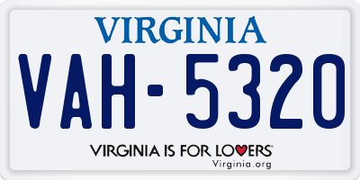 VA license plate VAH5320