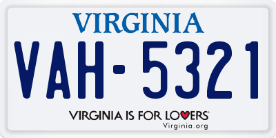 VA license plate VAH5321