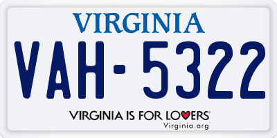 VA license plate VAH5322