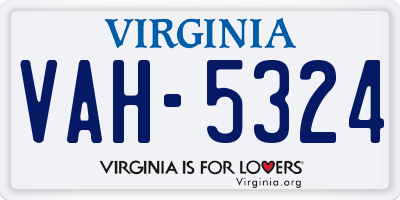 VA license plate VAH5324